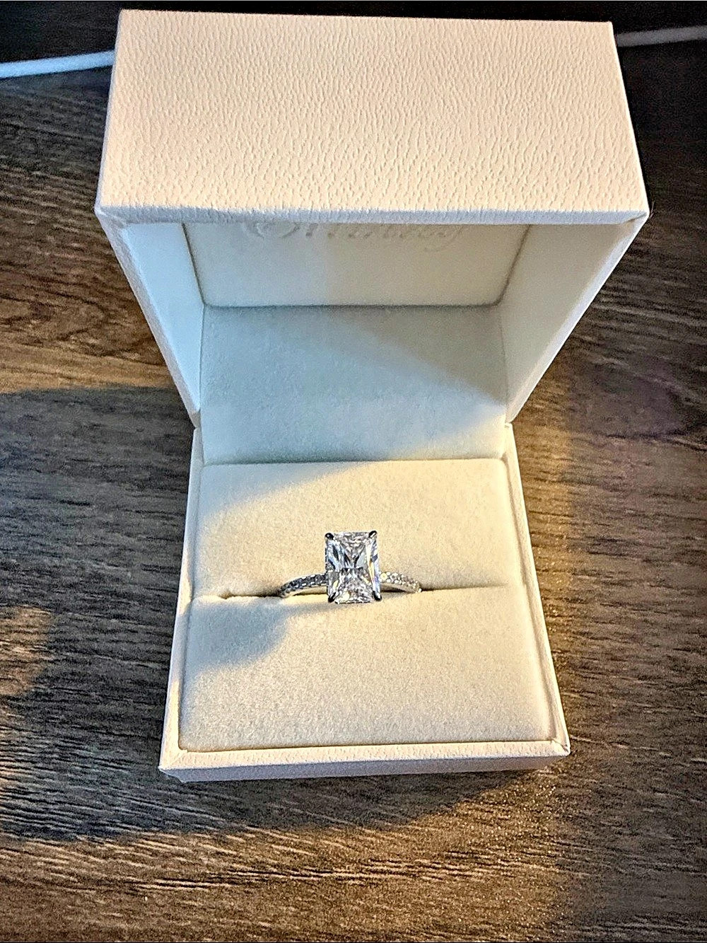 Effinny 3.5 CT Radiant Cut Lab Grown white Sapphire Ring Radiant size 9.5